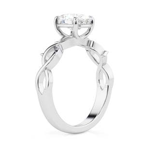 Anillo de compromiso incoloro con corte de cojín alargado de 1.50CT, banda retorcida, anillo de bodas hecho a mano para mujer, puntas de garra - Product Image 2