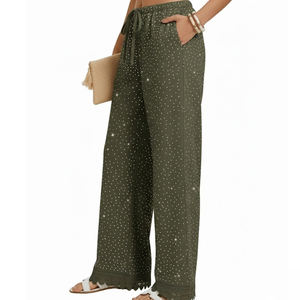 Service OEM Vêtements décontractés pour femmes Pantalons en strass pour l'extérieur Qualité supérieure Prix abordable Pantalons amples pour femmes - Product Image 3