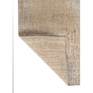 พรมไหมไผ่ผสมขนสัตว์ถักมือลายเอ็นโทรปี ไอวอรี่ รุ่น AKWB-3598 หนา 10 มม. รูปทรงสี่เหลี่ยมผืนผ้า สำหรับปูพื้นบ้าน ลายแบบนามธรรม เหมาะสำหรับห้องโถง ทำด้วยมือ - Product Image 5