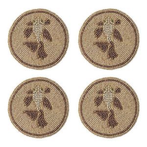 Mignon haut de gamme fait à la main perlé or Design 4 ensemble broderie caboteur luxe pour Table à manger décor à la mode élégant de l'inde - Product Image 1