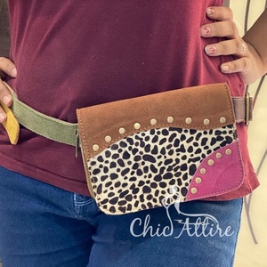 เข็มขัดหนังคาดเอวมีกระเป๋าคาดเอวสำหรับผู้หญิงเข็มขัดหนังสีสันสดใสเข็มขัดคาดเอวสำหรับพกพา - Product Image 1