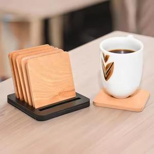 Ensemble de sous-verres en bois de luxe pour tasses à café et à thé, sous-verres en bois faits à la main, résistants à la chaleur, décoration de table pour la maison - Product Image 1