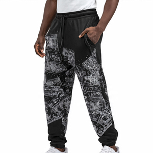 Jogging surdimensionné pour hommes Streetwear |   Pantalon de survêtement à jambes larges avec strass |   Pantalon en molleton ample délavé à l'acide - Product Image 6