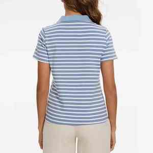 Camisetas de golf de manga corta al por mayor de alta calidad con diseño de rayas personalizadas para hombre - Product Image 4