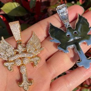Colgante de Cruz con Alas de Ángel de Plata de Ley 925 con Micro Pavé de Moissanita y Diamantes, Chapado en Oro de 14K, Estilo Hip Hop de Lujo, para Regalo - Product Image 6