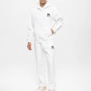 Ensemble de survêtement d'hiver blanc pour homme GYM Active, pantalon de jogging, couleur unie, manches longues, coupe décontractée, poids moyen, respirant - Product Image 2