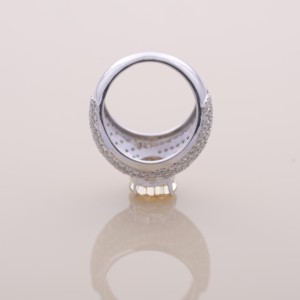 IGI Certified Luxury Cushion Cut Yellow Lab Grown Diamond Multi Row Pave <b>Cocktail</b> <b>Ring</b> in 14K White / Rose & Yellow <b>Gold</b> - Product Image 5