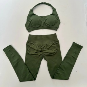 OEM Women Solid Ribbed Yoga Suit 2PCS Sports Set Fitness Vest <b>Pad</b> <b>Cycling</b> <b>Shorts</b> Slim Gym Wear Breathable Moisture Wicking Front - Product Image 1