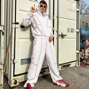 Conjuntos de Sudadera con Capucha y Pantalones Deportivos Personalizados con Costuras Exteriores Desestructuradas para Hombre - Product Image 6
