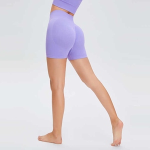 Pantalones cortos de yoga ajustados con champú Pantalones cortos de fitness de cintura alta para mujer Pantalones cortos para correr con realce de cadera - Product Image 2