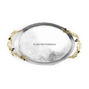 Round Shape High Quality <b>Mirror</b> And Gold Plated Unique Designer Frame And Base Table Top Serving <b>Tray</b> Restaurant & Hotel Supply - Product Image 5