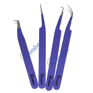 Pinces à épiler en acier inoxydable à pointe en forme de L pour extensions de cils, marque privée, volume, pointe en fibre - Product Image 5