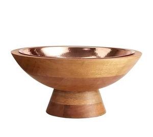Cuenco decorativo para servir con Base de madera, cuenco decorativo para comida de madera con estampado de esmalte lateral interior de calidad sostenible, cuenco de madera para obsequios - Product Image 1
