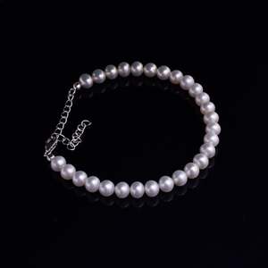 925 Sterling Silver Round Pearl <b>Bracelet</b> Elegant Pearl <b>Bangles</b> for Women - Product Image 2