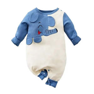 Body de Bebé con Diseño de Elefante de Dibujos Animados, Cómodo y Práctico para los Más Pequeños - Product Image 1