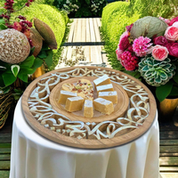 Plateau en bois fait main avec incrustation de nacre Conception de calligraphie islamique Assiette de service Plateaux décoratifs