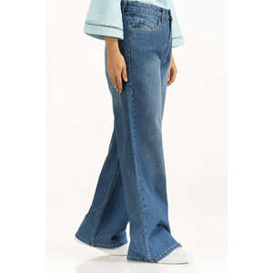 กางเกงยีนส์ทรงบาร์เรลฟิตขากว้าง WM-JNS-SS25-009 สไตล์แฟชั่นเรียบง่าย - Product Image 1