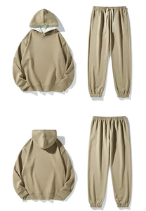 Survêtement en coton épais de luxe unisexe, logo personnalisé brodé, pantalon de survêtement d'hiver pour hommes - Product Image 2