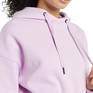 2025 Breathable Polyester Cotton <b>Fleece</b> Long Sleeve Hooded <b>Women</b> Custom Solid Pullover Crop <b>Top</b> Hoodie - Product Image 3