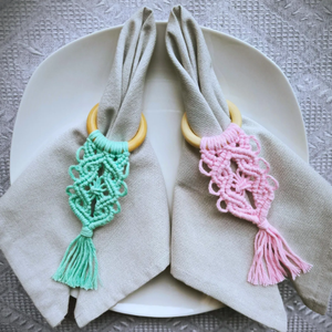 Porte-serviettes Anneau Boho Macramé, Boho Table Decor - Product Image 2