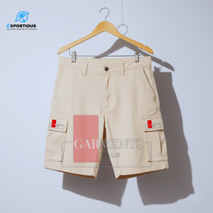Pantalones Cortos Cargo para Hombre, de Sarga de Algodón, 240 GSM, con Logotipo Personalizado, Multibolsillos, Casuales y Utilitarios - Product Image 4