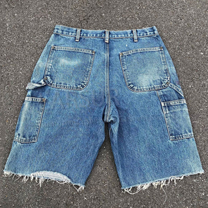 DENIM Pantalones vaqueros desgastados Pantalones cortos Lavado Jorts Baggy Doble rodilla Carpintero Cargo Pantalones cortos de trabajo de mezclilla Pantalones cortos Hombres - Product Image 2