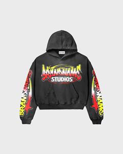 Diseño de logotipo personalizado Impreso Conjuntos de dos piezas personalizados para hombres Sun Fad Sudadera con capucha y pantalones Conjuntos de chándal para hombres - Product Image 4