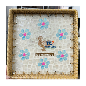 Plateau en rotin fait main de haute qualité avec plateau de service en gros MOP idéal pour les maisons côtières et les centres de villégiature à l'île Maurice - Product Image 3