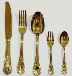 Made in India <b>Cutlery</b> <b>Set</b> with <b>Gold</b> Finished and Stainless Steel Metal Made Bulk Quantity <b>Cutlery</b> <b>Set</b> For Sale For Home Use - Product Image 2