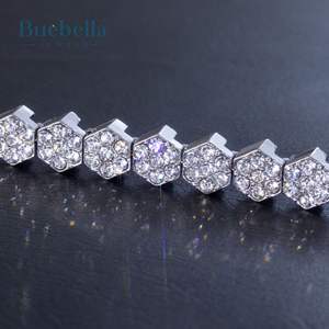 8mm 18K White Gold 925 <b>Sterling</b> <b>Silver</b> VVS Moissanite Diamond Hexagon Tennis <b>Bracelet</b> for <b>Men</b> - Product Image 3