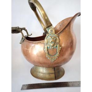 Vintage-style Large Copper <b>Coal</b> <b>Bucket</b> with Patina Finished & Perfect for Adding Rustic Warmth to Any Fireplace - Product Image 4