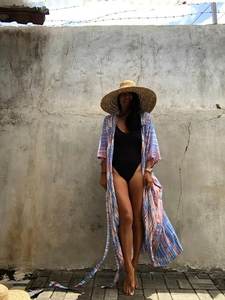 Tie Dye Kimono Vacances Look Loose Fit Robe Plage Cover-up Swim Cover-up Home Robe avec Ceinture Tissée et Lavable - Product Image 3