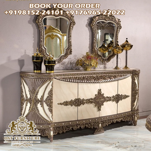 Romanian Style Teak Wood 6 Seater Dining <b>Table</b> Set Luxury Persian Style Dining <b>Table</b> Set Classic <b>Walnut</b> High Gloss Polish Dining - Product Image 3