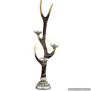 Antler Wax Holder <b>Silver</b> Color Four Candle Holder in One Frame Aluminum Cast <b>Lanterns</b> Candle Stick Stand Supplies From India - Product Image 3