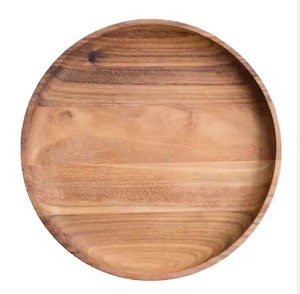 Prix de gros assiette en bois avec bol et plateau en bois assiette en bois artisanale solide de couleur naturelle à bas prix logo accepter western - Product Image 4