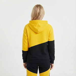 Sudaderas con Capucha de Bloques de Color Diagonales para Mujer al por Mayor OEM, Sudaderas con Capucha con Parches de Logotipo Personalizado, Sudaderas Holgadas de Forro Polar, Ropa Deportiva - Product Image 3