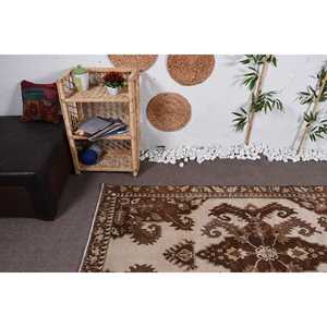 Turkish 6x7,4 ft Rug, Vintage Rug, <b>Brown</b> Ikat <b>Wool</b> Rug - Product Image 5