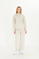 Pull deux pièces tricoté pour femmes et ensemble de tricots de pantalon pull à manches longues taille élastique, ensemble de tricots à jambes larges élégant