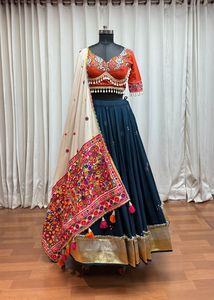 Navratri Special Viscose Cotton With Kutchhi Work Lehenga Choli Indian Expoert And <b>Supply</b> At Lowest Rate - Product Image 5