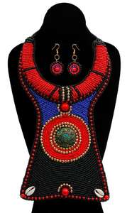 Collier de perles de verre multicolore fait à la main Design tendance avec broderie colorée Style de jolie fille Boucles d'oreilles de mode les plus récentes - Product Image 6