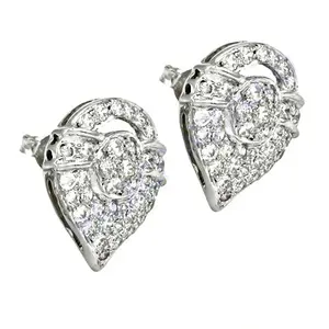"Rose <b>Gold</b> Plated Heart Shaped Diamond Screw Stud <b>Earrings</b> for Women-Trendy & Engagements" - Product Image 1