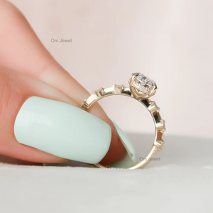 Anillo de boda de compromiso de mujer cristiana clásica de oro blanco de 14 quilates IGI certificado Oval Lab Grown Diamond elegante Punta de fiesta - Product Image 4