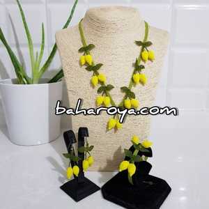İğne Oyası Limon Kolye Conjunto de joyería de moda Küpe Bileklik Design - Product Image 1