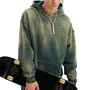 Sweat à capuche d'hiver noir surdimensionné pour homme, en denim épais vintage respirant, avec logo personnalisé au dos et au col, vente en gros de haute qualité - Product Image 1