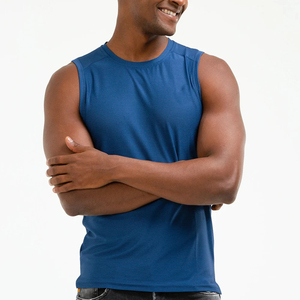 BodyBilder Design2026 Camiseta sin Mangas Azul para Hombre, Cuello Redondo, Tejido de Punto, Color Sólido, Transpirable, Estilo Casual - Product Image 6