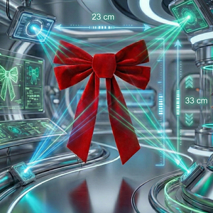 Lazo Decorativo Navideño de Arpillera Roja de 33 x 23 cm, Adorno Festivo para Decoración de Interiores - Product Image 3