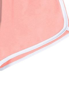 Shorts de course pour femmes en pêche avec bordure blanche, taille élastique et cordon de serrage, vêtements de sport d'été, séchage rapide, shorts de sport décontractés - Product Image 6