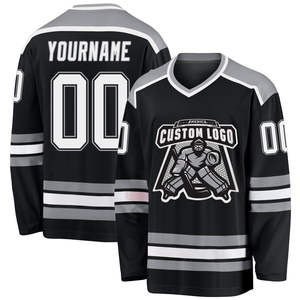High Quality Breathable Printed Plus Size Custom Ice Hockey Jersey Wholesale OEM with Custom Logo - Product Image 3
