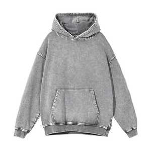 Acid Wash Hoodie Hombres Suéteres sueltos en blanco Casual Print Hoodie Sudadera Unisex Pullover Hoodies - Product Image 1