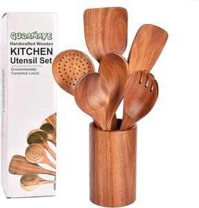 Cucharas de diseño clásico de madera Decoración de cocina Restaurante y diseño de hotel Cubiertos naturales con diseño de acabado pintado - Product Image 5